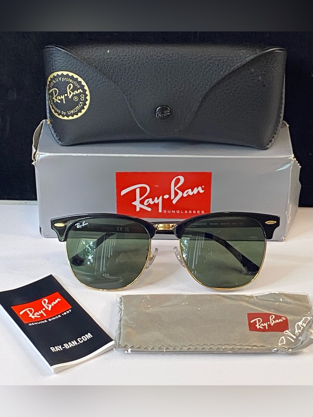 Ray-Ban RB3016F Clubmaster Black on Arista G15 Green Lenses 55-19 145 –3N